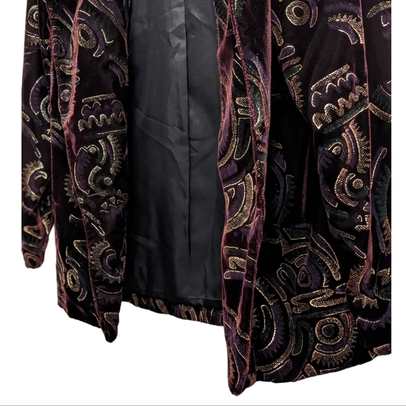 A.C. Sport Dark Purple Velvet Textured Blazer 10 - Picture 3 of 4
